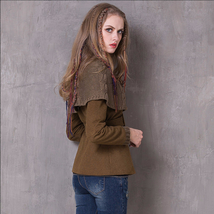 Women's Vintage Knitted Paneled Jacket