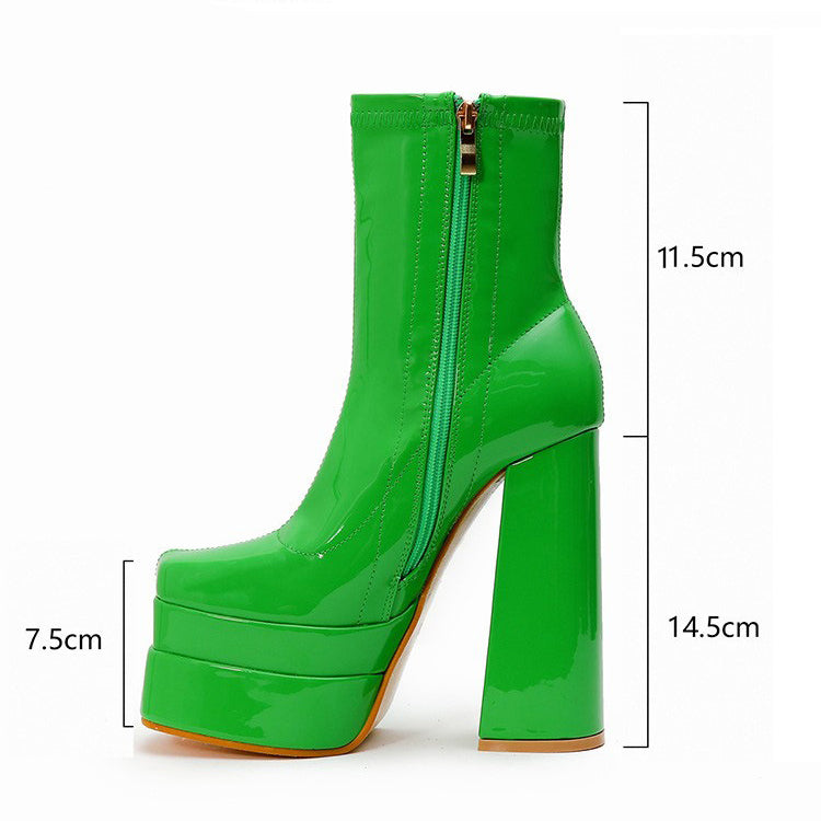 Women's Leather High Heel Mid Boots