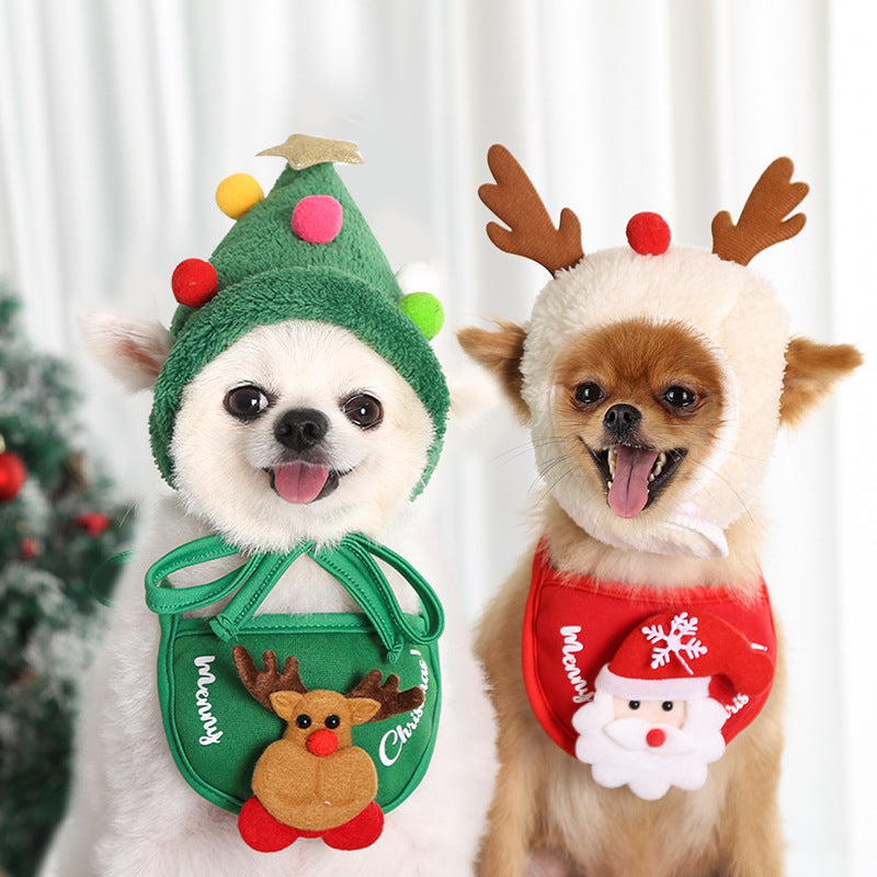 Christmas Pet Hat Saliva Towel Pet Costume