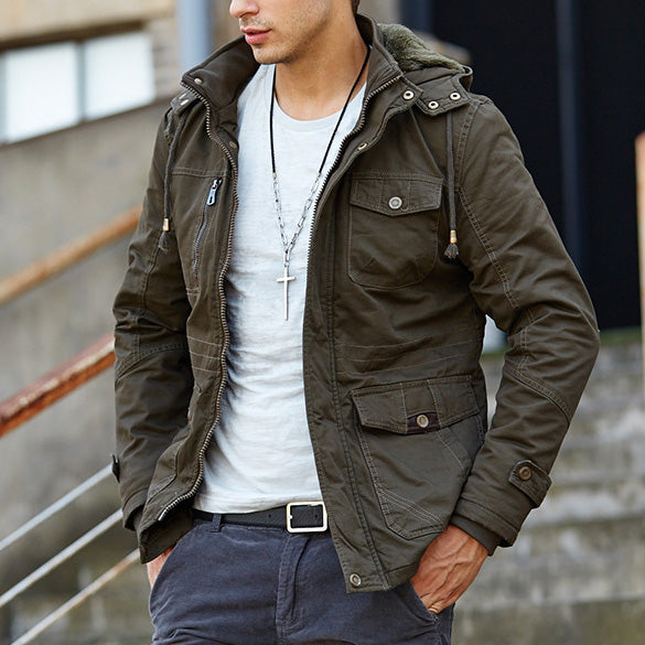 Men's Hooded Fleece Bomber Jacket
