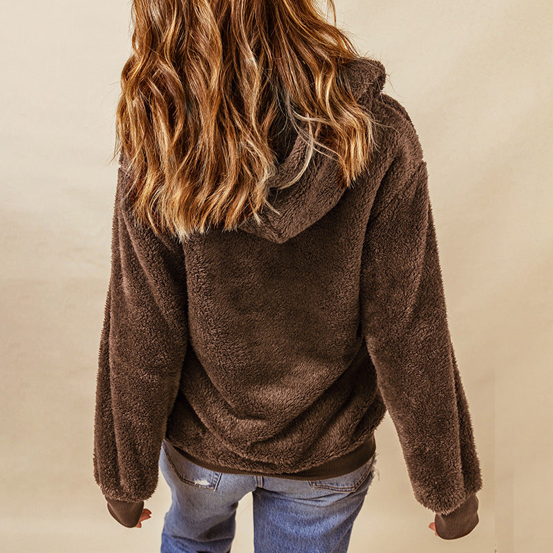 Women's Winter Plush Hooded Sweatshirt
