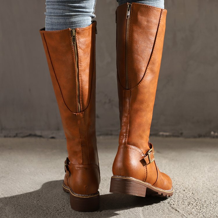 Women's Zip Tall Winter Leather Boots