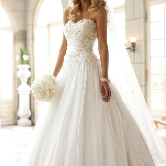 Women's Outdoor Sleeveless Tube Top Wedding Dresses