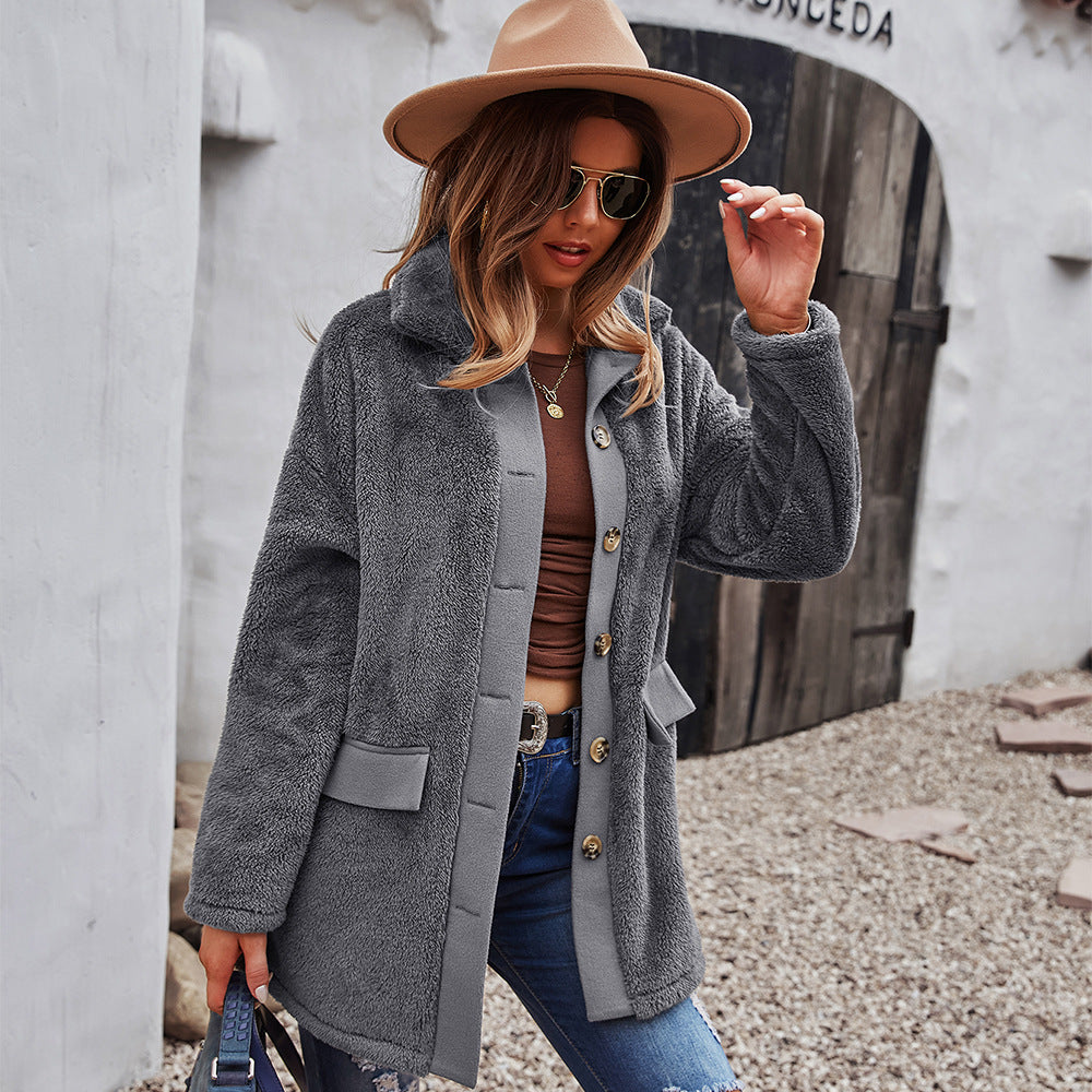 Women's Long-sleeved Double-faced Fleece Long Coat