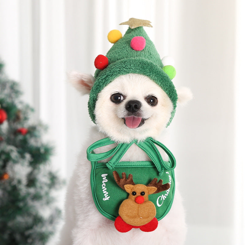 Christmas Pet Hat Saliva Towel Pet Costume