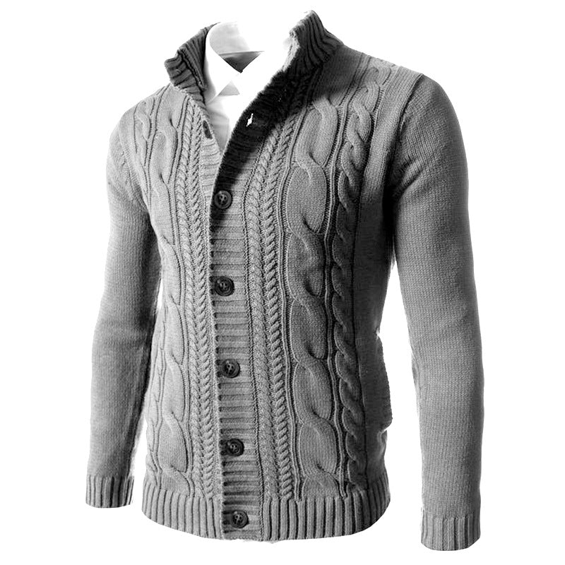 Men's Lapel Button Cardigan Sweater