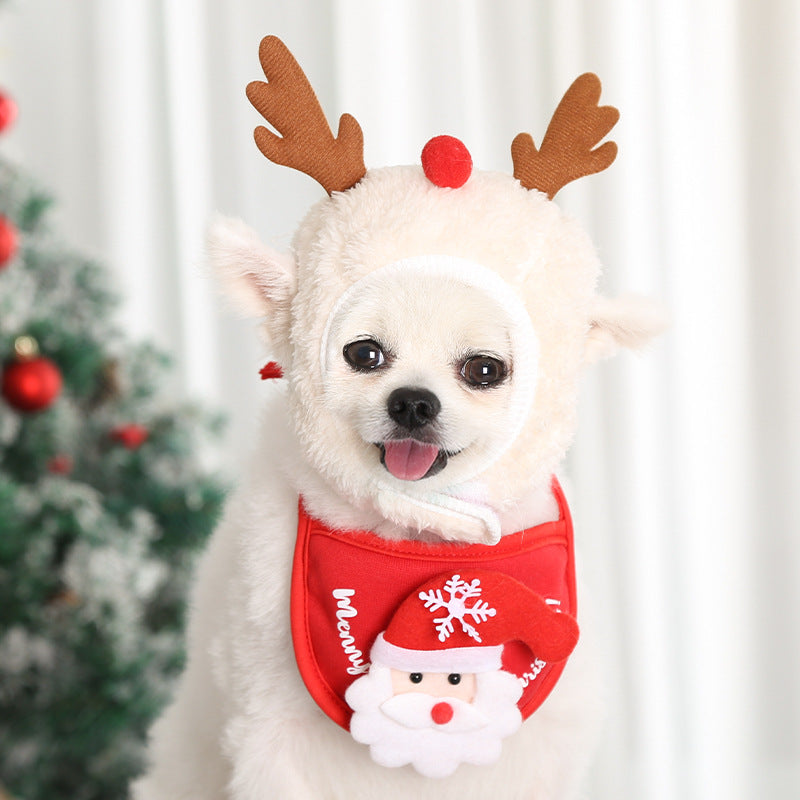 Christmas Pet Hat Saliva Towel Pet Costume