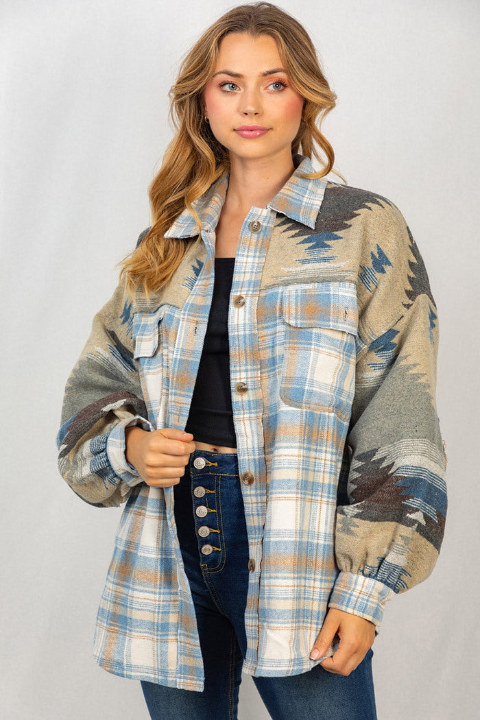 Women's Colorblock Lapel Pocket Jacket