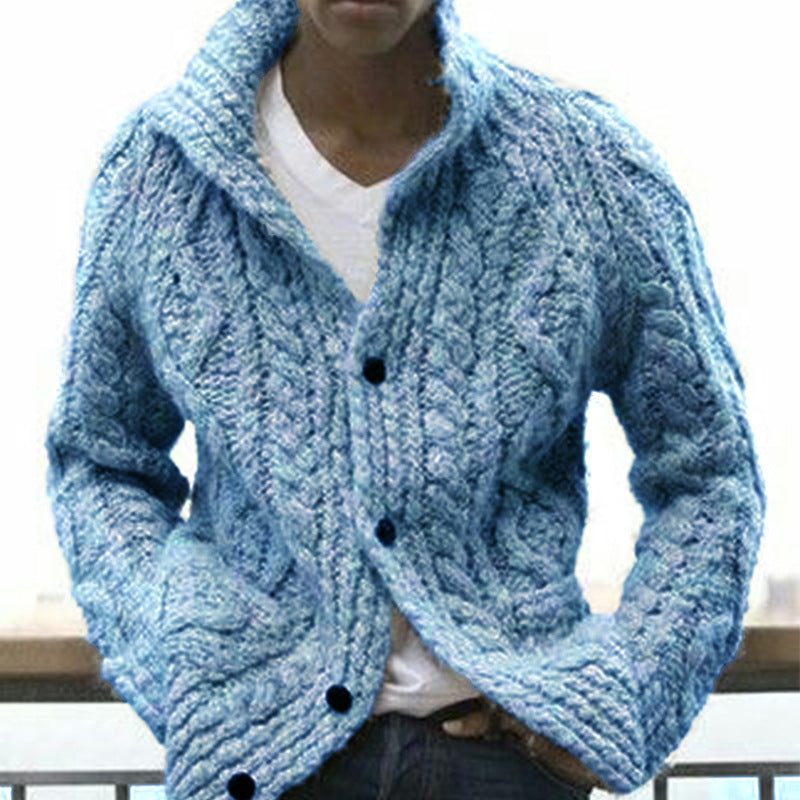 Men's Lapel Button Fall Cardigan Knit
