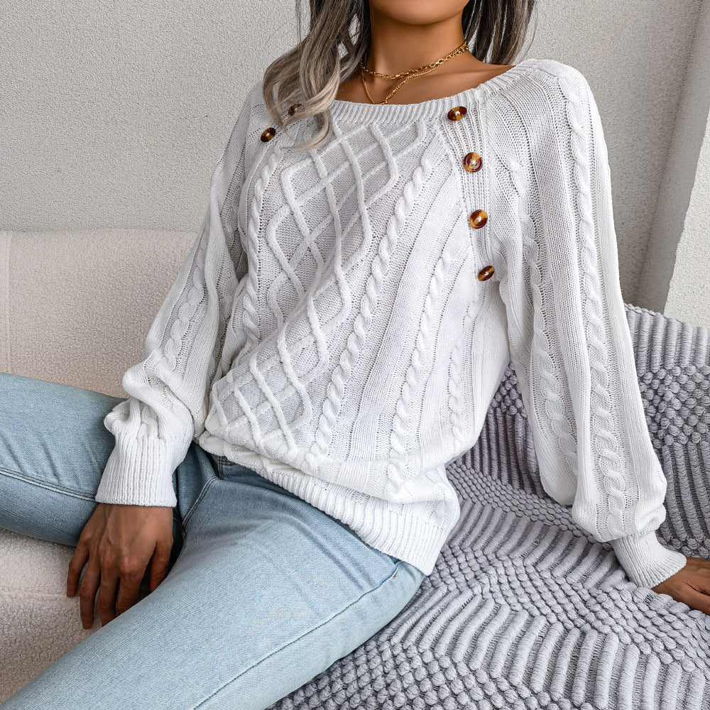 Button Twist Sweater For Women
