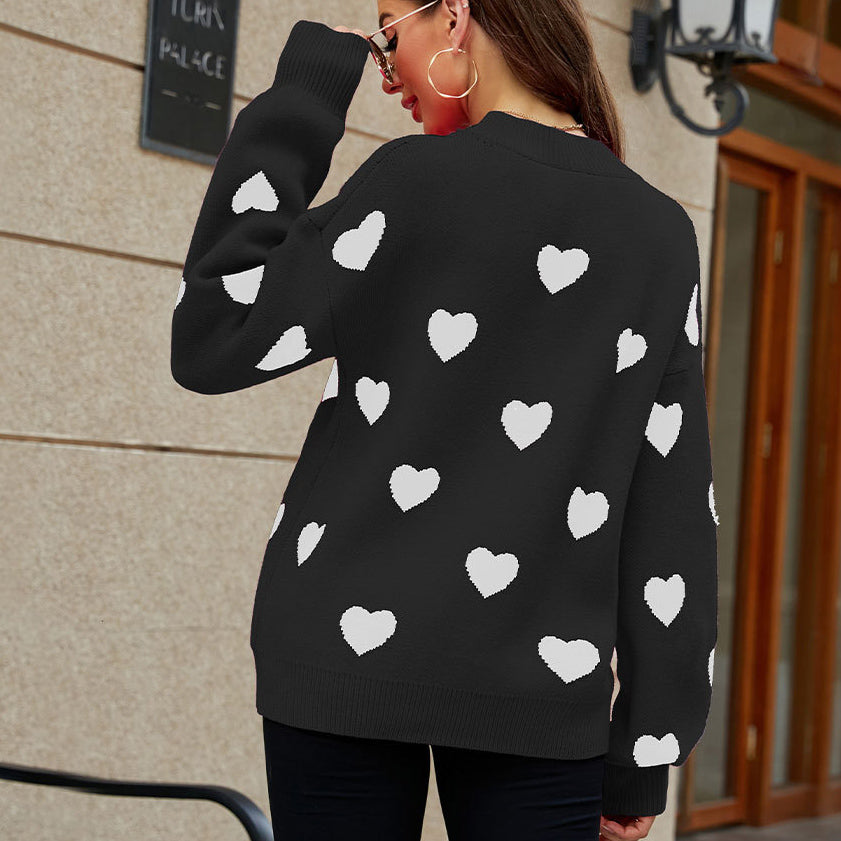 Women's Heart Knit Sweater