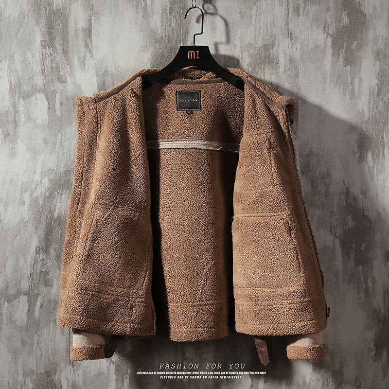 Men's Leather Plush Lined Winter Jacket
