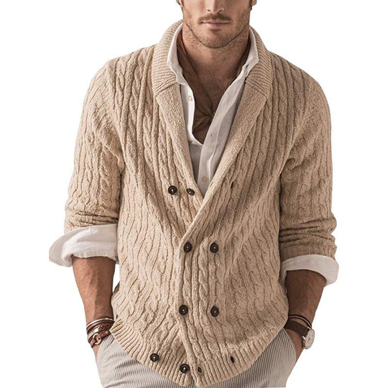 Men's Lapel Button Casual Cardigan Sweater