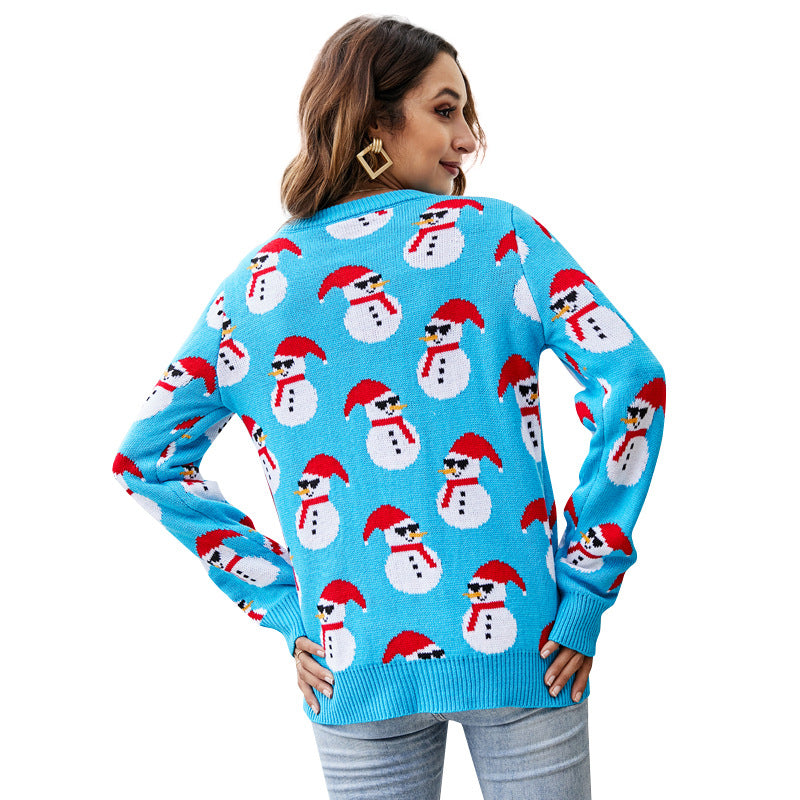 Christmas Pullover Long Sleeve Snowman Christmas Sweater