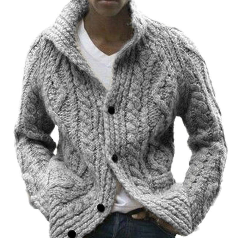 Men's Lapel Button Fall Cardigan Knit