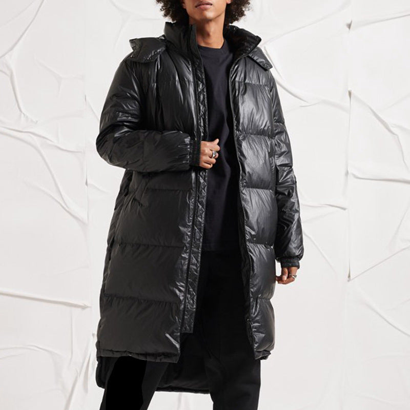 Men's Long Thick Hooded All Weather Down Jacket