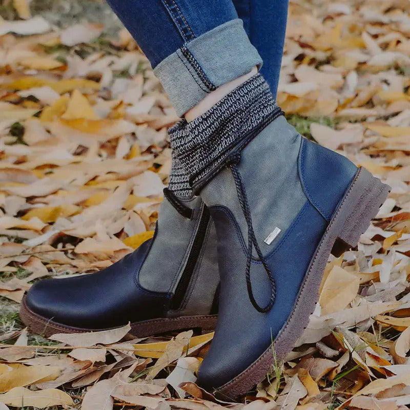 Women's Leather Casual Flat Boots