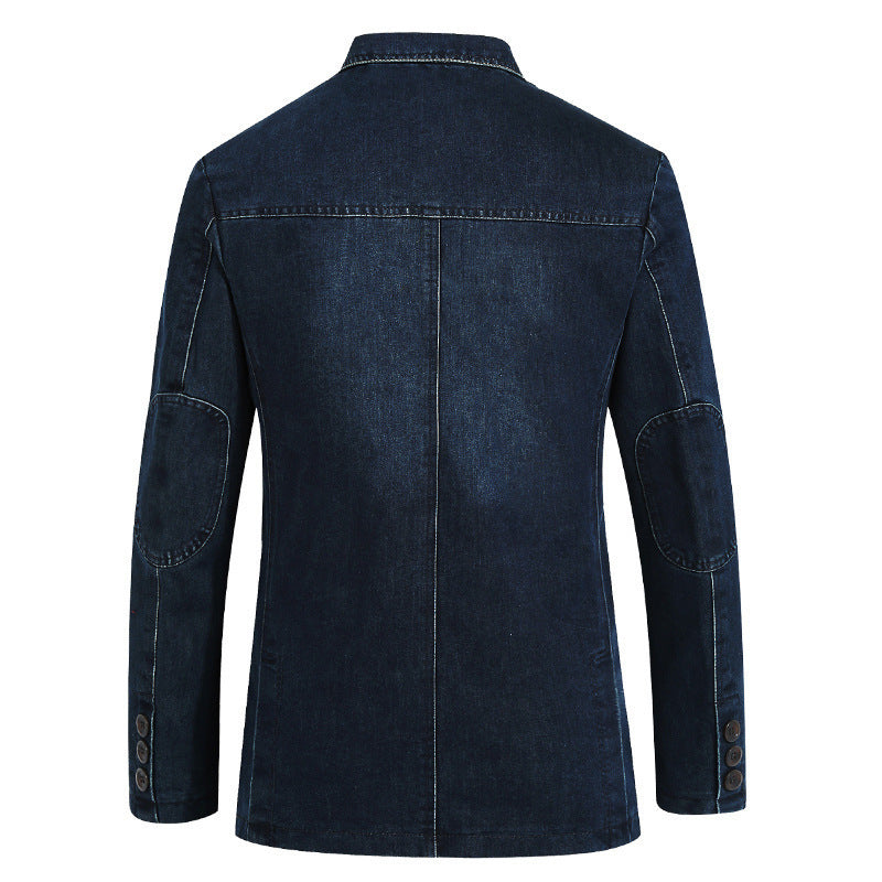 Men's Denim Suit Lapel Pocket Jacket