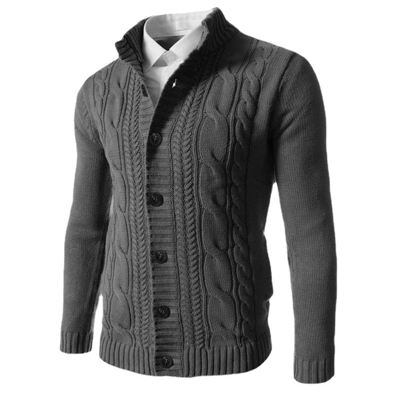 Men's Lapel Button Cardigan Sweater