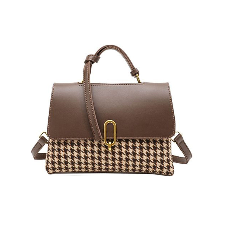 Woman Plaid Messenger One-shoulder Small Square Bag