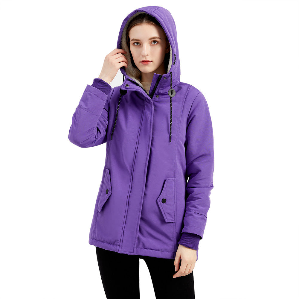 Slim Fit Stand Collar Leather Jacket For Women