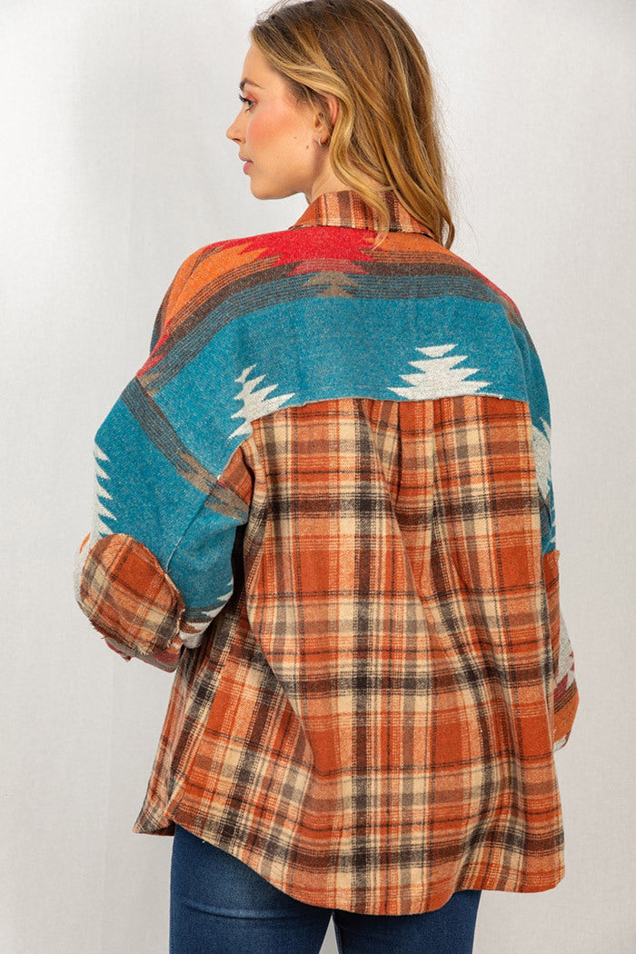 Women's Colorblock Lapel Pocket Jacket