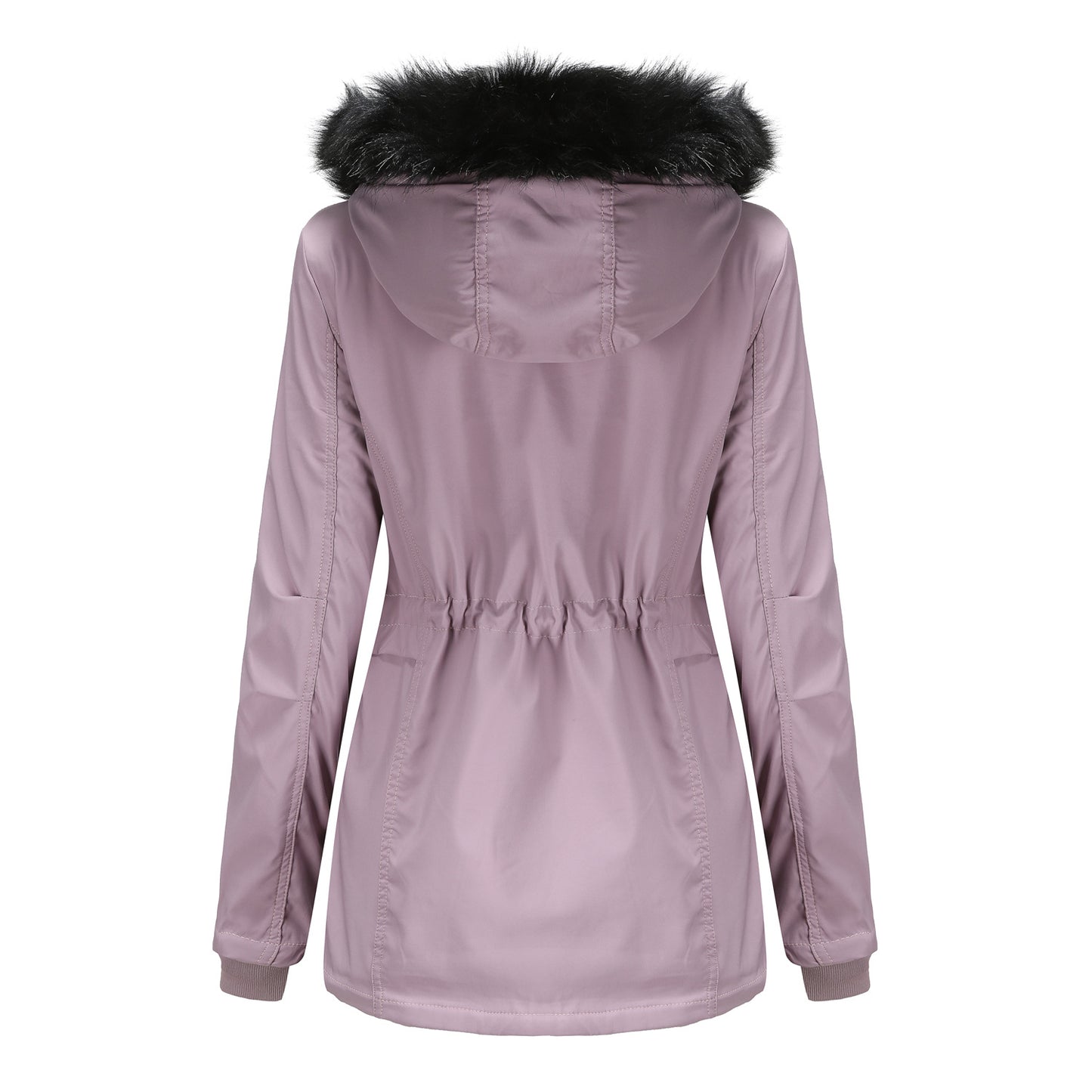 Woman's Detachable Hood Fur Collar Plus Fleece Jacket