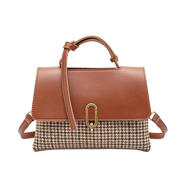 Woman Plaid Messenger One-shoulder Small Square Bag