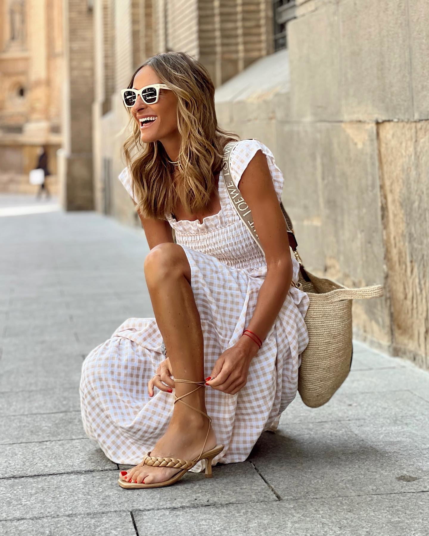 Women's Check Print Maxi Dress