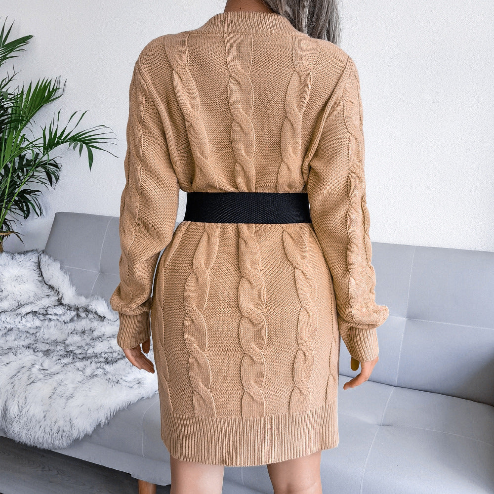 Woman Twist Bag Hip Sweater Dress Knitted Dress