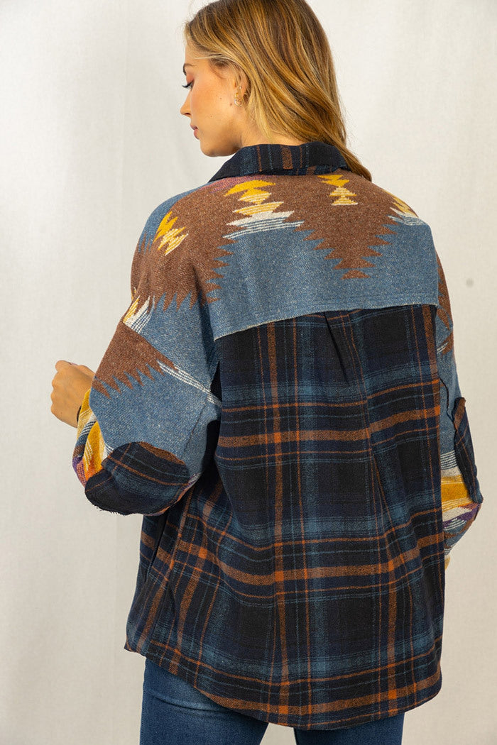 Women's Colorblock Lapel Pocket Jacket