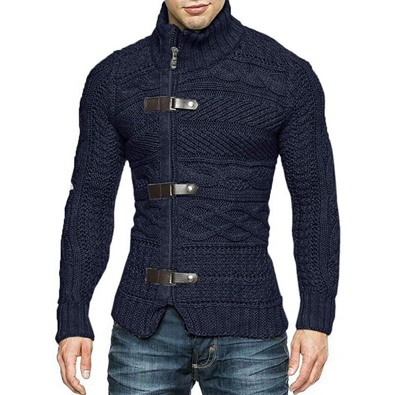 Men's Turtleneck Button Down Sweater