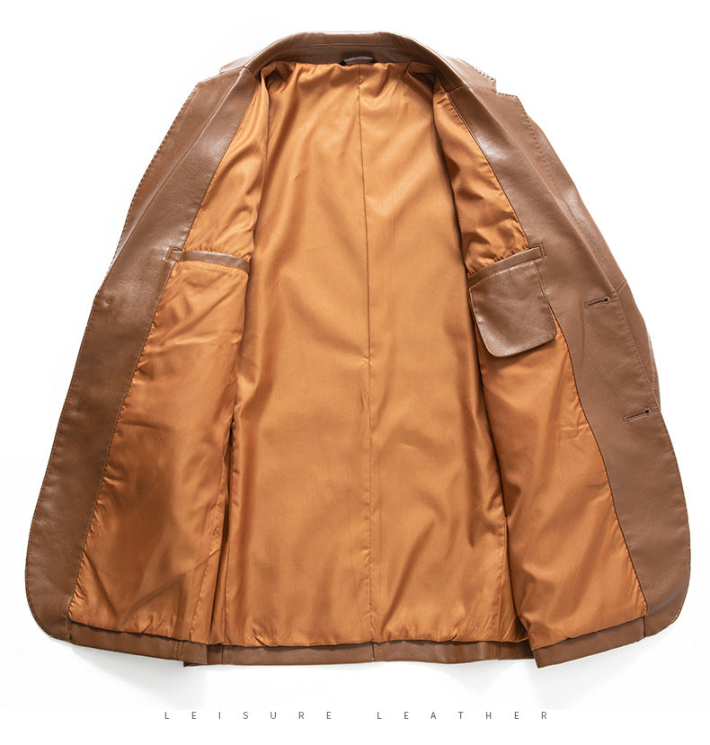 Men's Leather Formal Cardigan Jacket