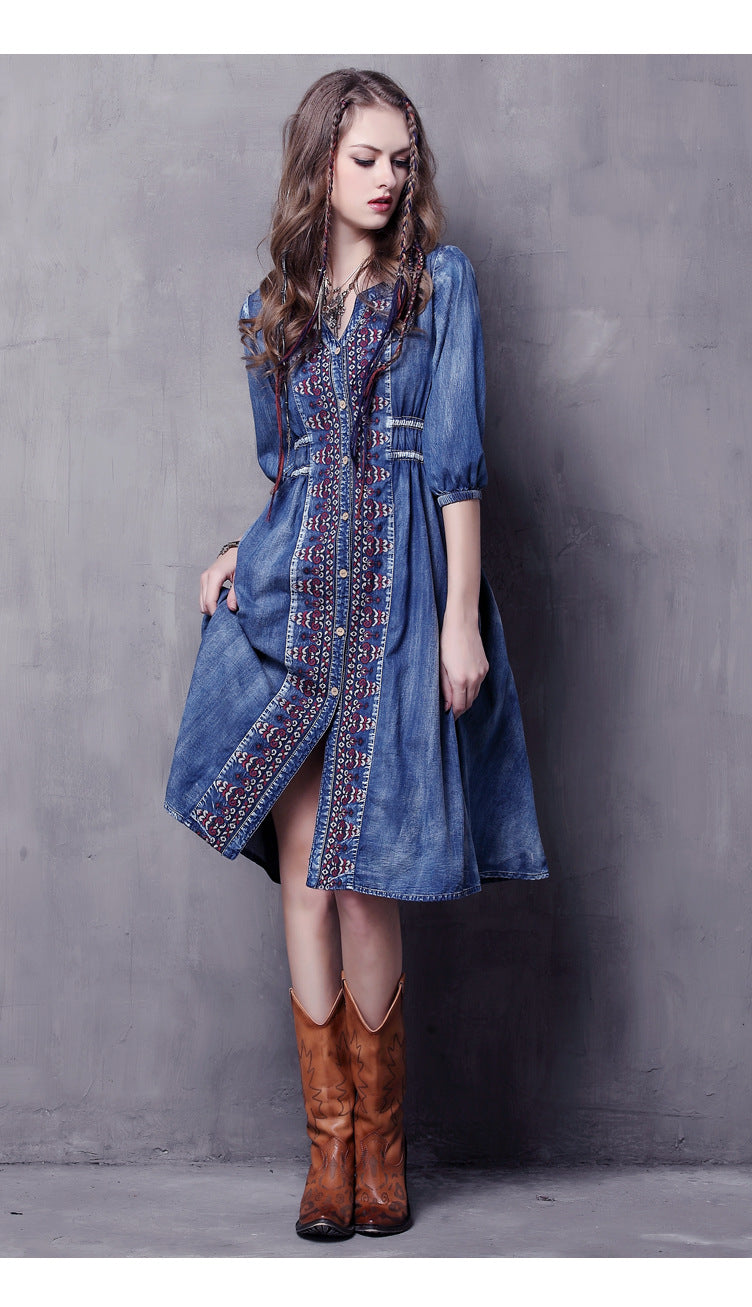 Western Denim Dress For Women