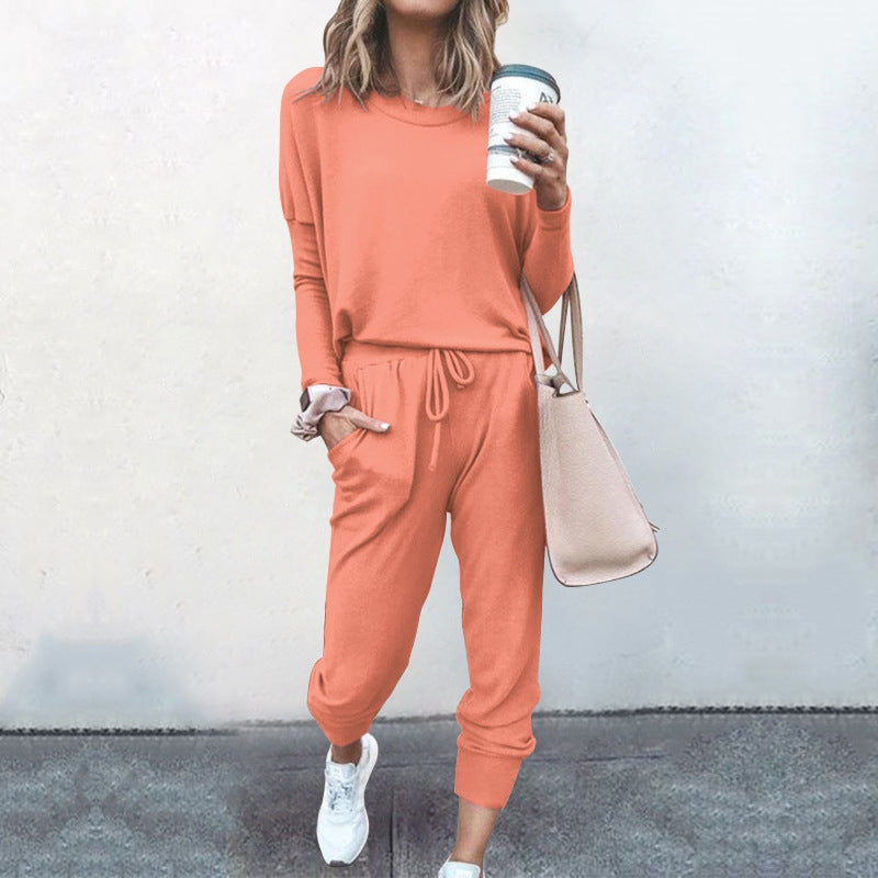 Women's 2 Piece Outfit Active Long Sleeve Sweatshirt Jogger Pants Tracksuit Set