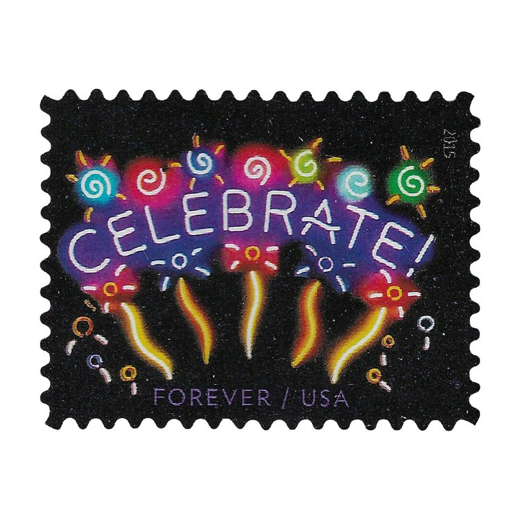 (2015) USPS Neon Celebrate! Forever Stamps