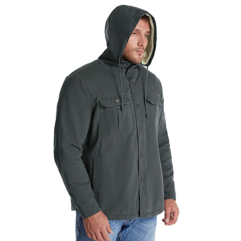 Men's Lamb Fleece Hooded Outdoor Track Jacket