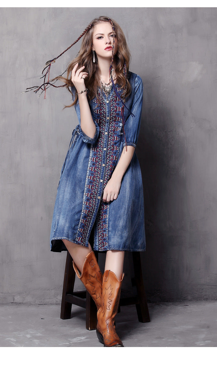 Western Denim Dress For Women