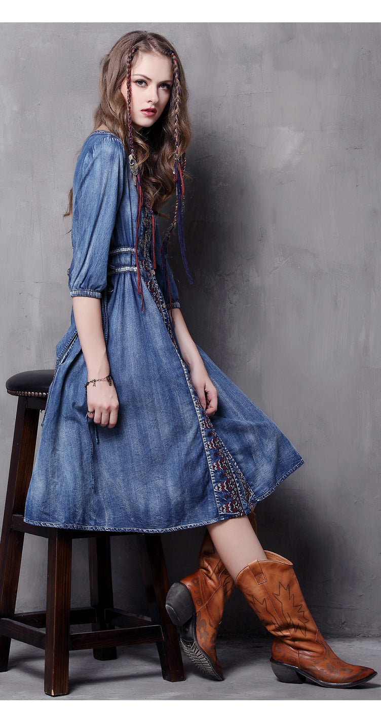 Western Denim Dress For Women