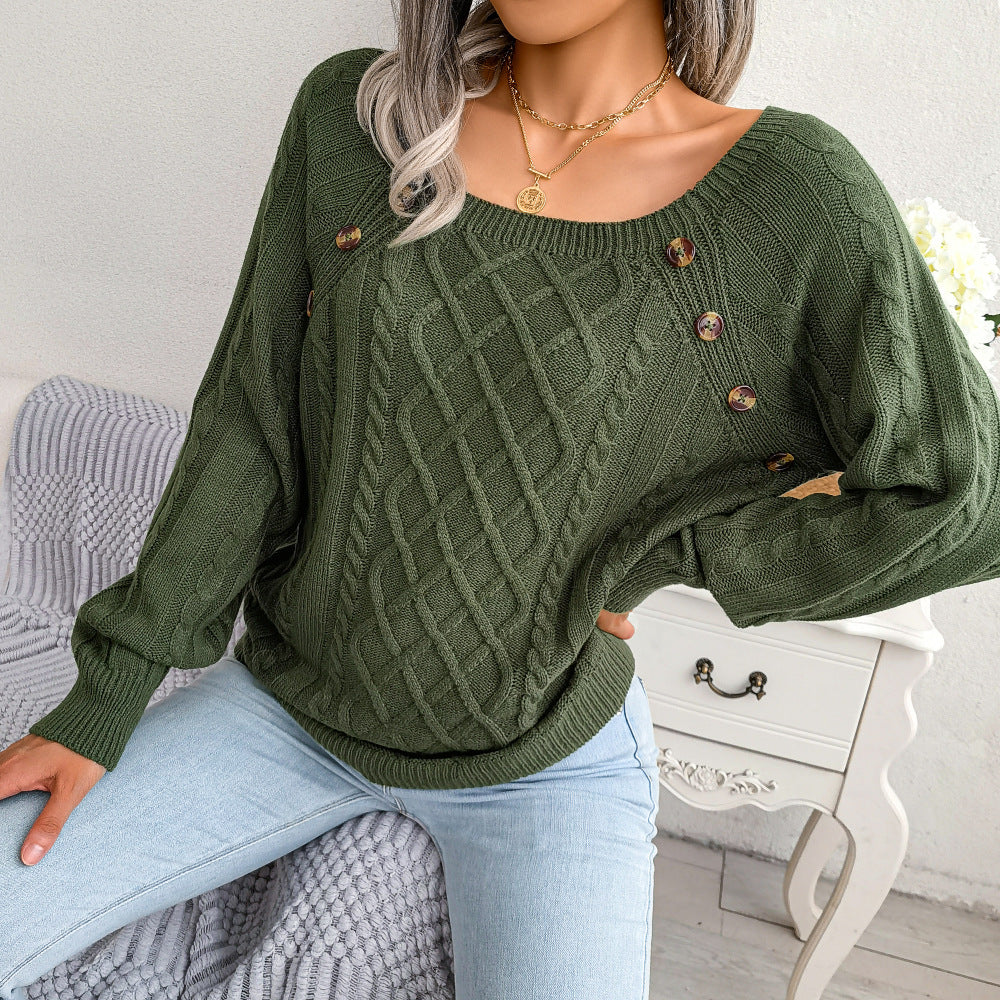 Button Twist Sweater For Women