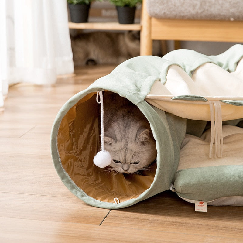 Foldable Cute Cat Creative Game Tunnel Pet Bed