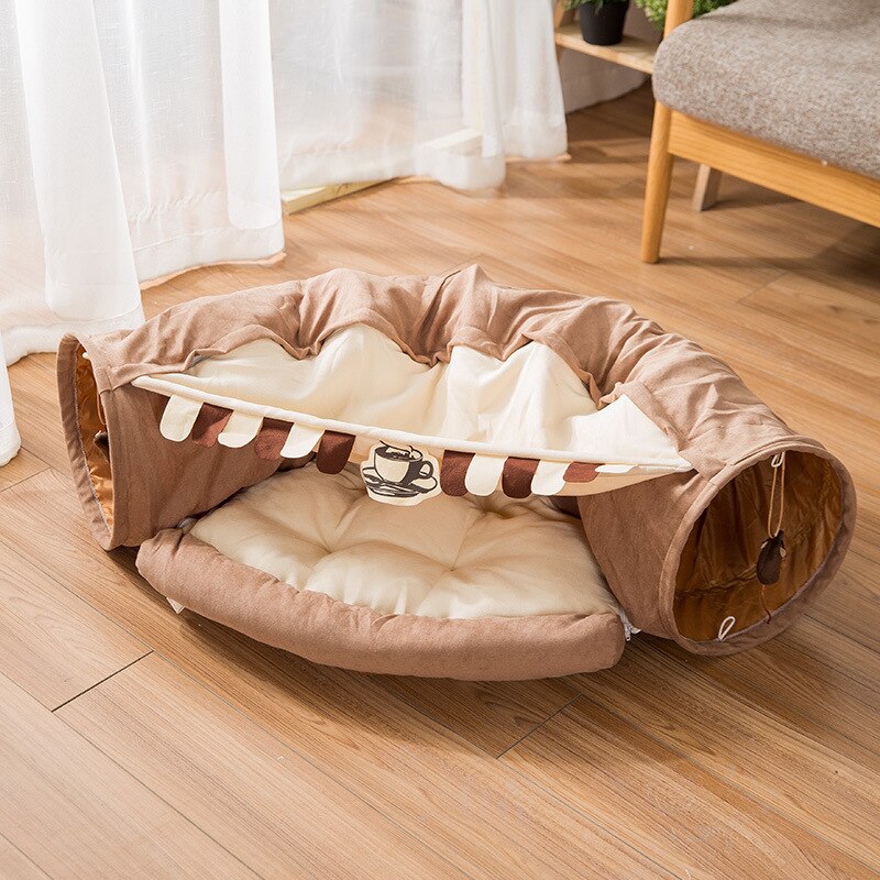 Foldable Cute Cat Creative Game Tunnel Pet Bed