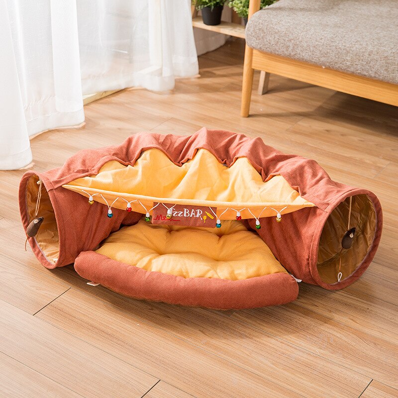 Foldable Cute Cat Creative Game Tunnel Pet Bed