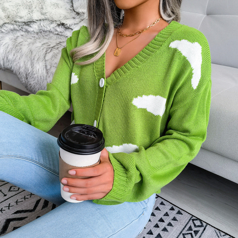 Cropped Cloud Cardigan Sweater For Women