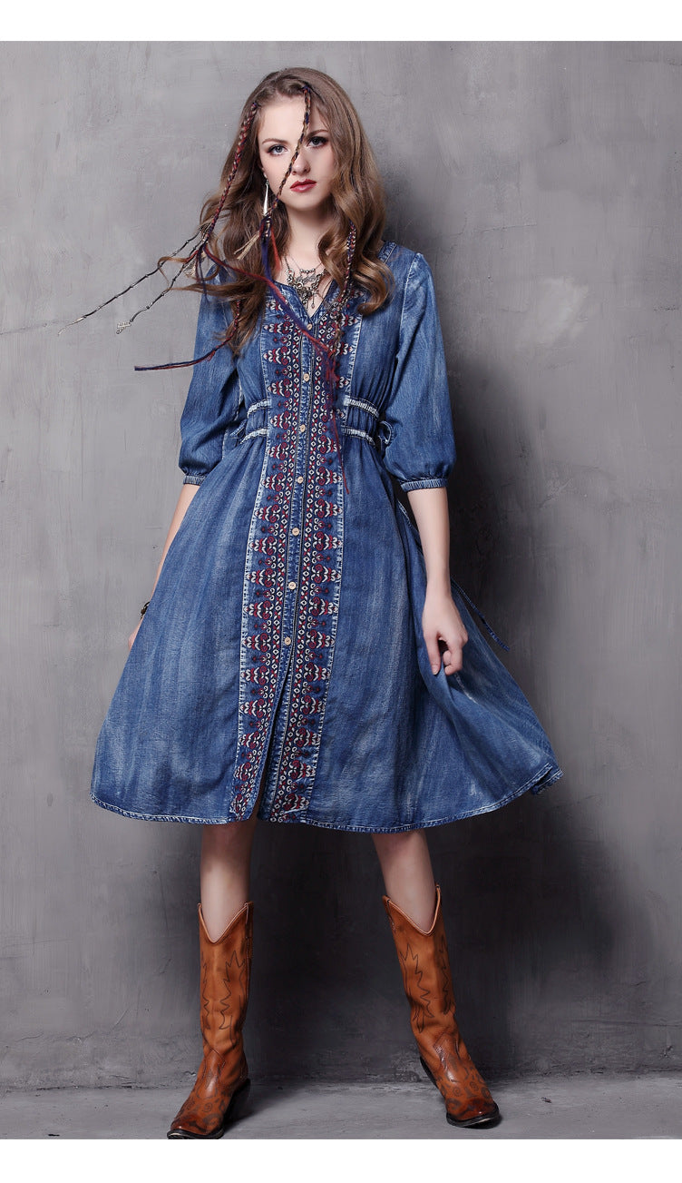 Western Denim Dress For Women