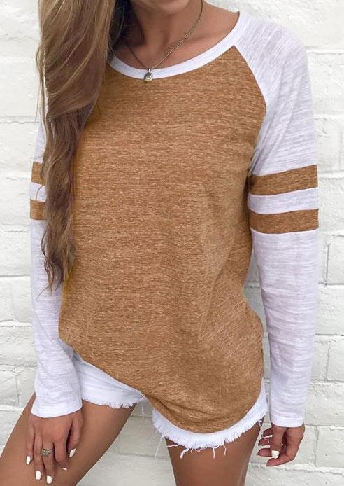 Women's Tee Striped Detail Long Sleeve Baseball T-Shirt
