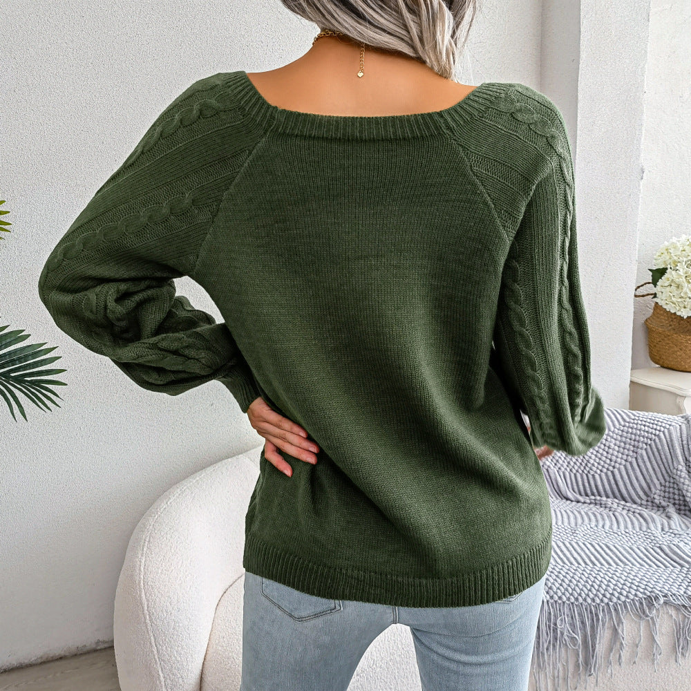 Button Twist Sweater For Women