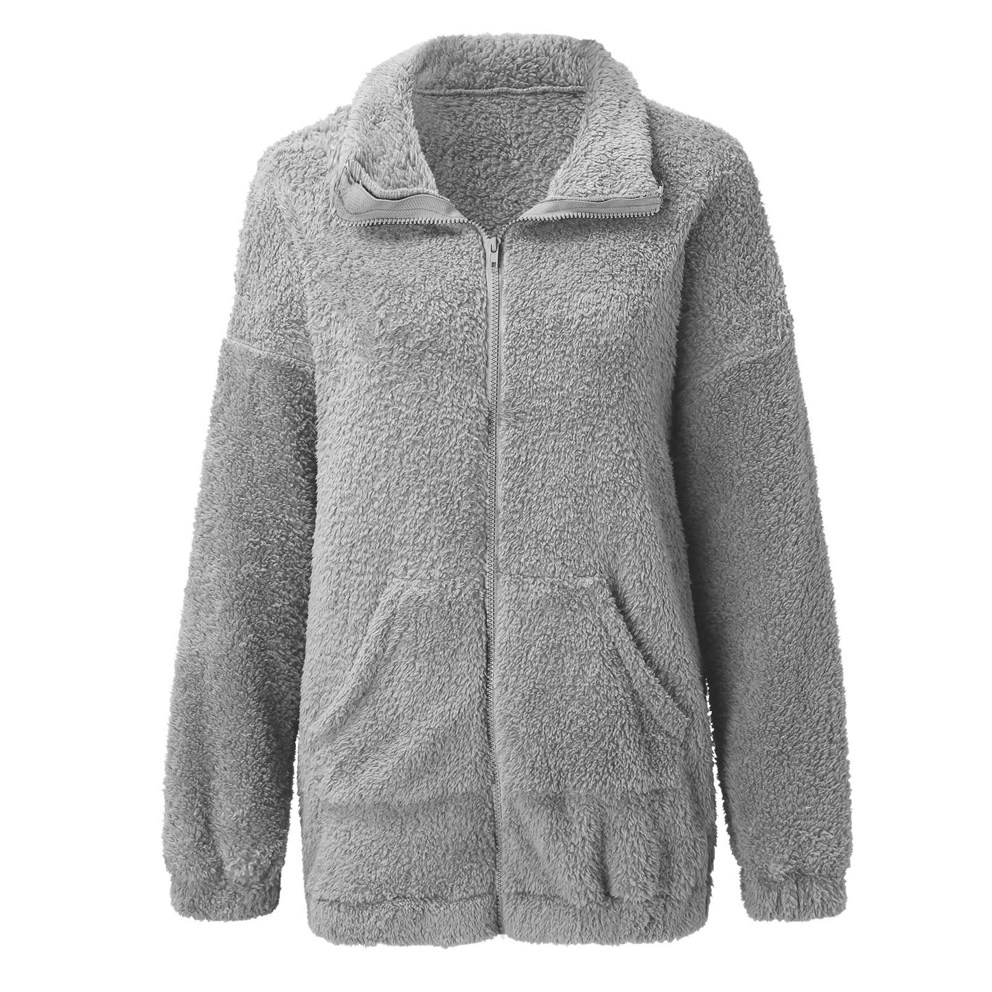 Woman Plush Autumn Cardigan Jacket
