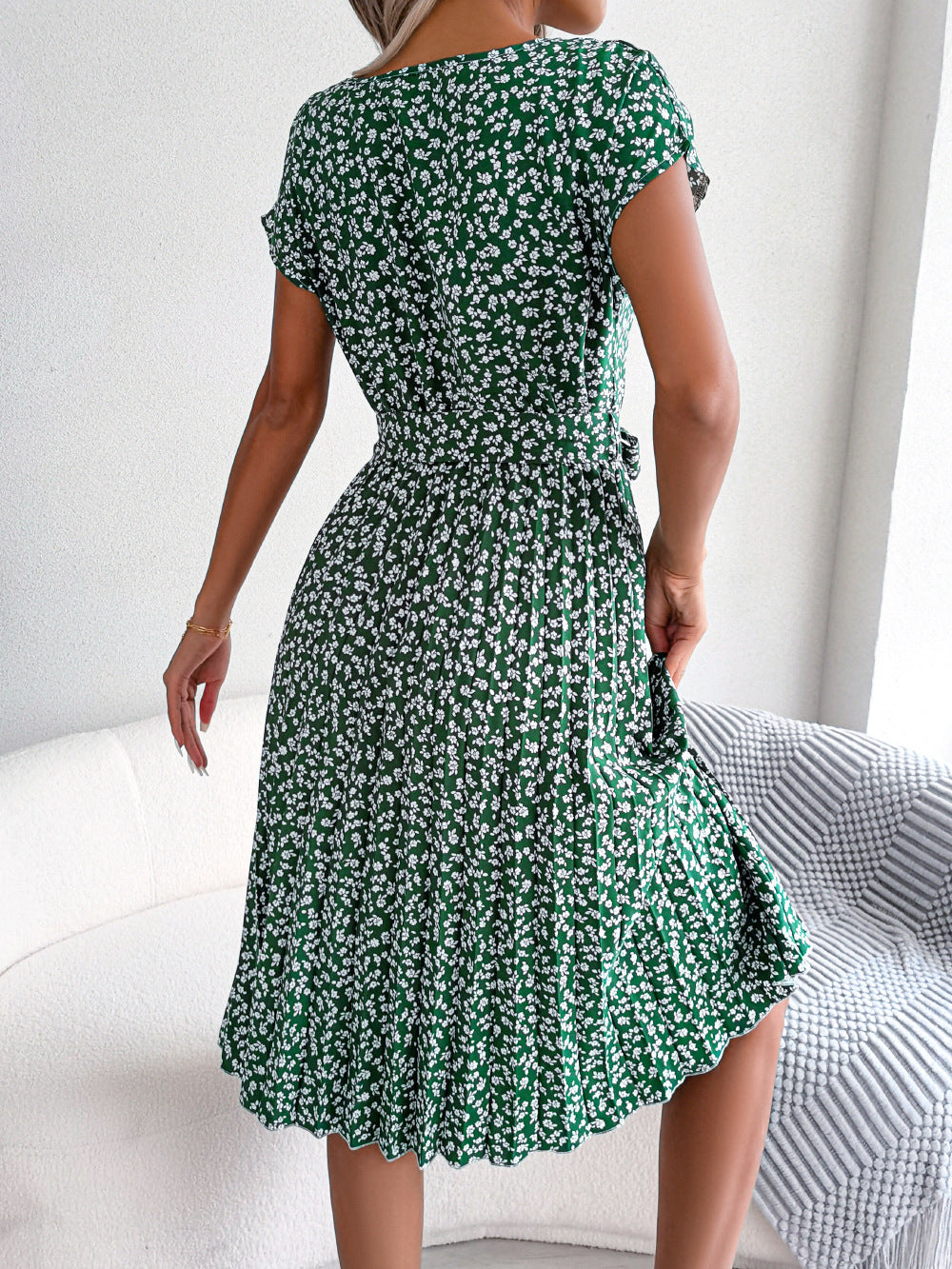 Summer Short Sleeve Floral Print Dress For Women