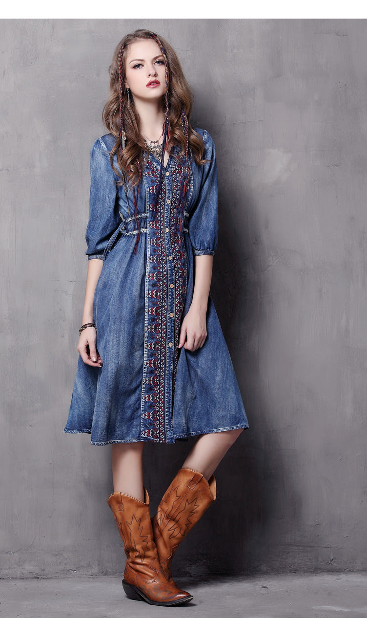 Western Denim Dress For Women
